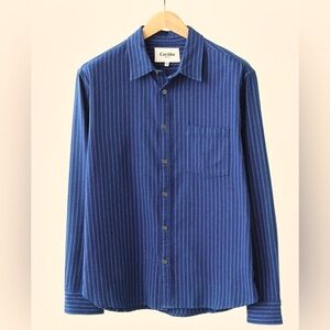 Corridor Men’s Indigo Stripe Button-Up Long Sleeve Shirt